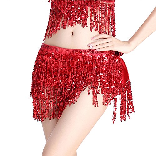 Munafie Women's Belly Dance Hip Scarf Performance Outfits Skirt Festival Clothing Red,One Size #TOP6