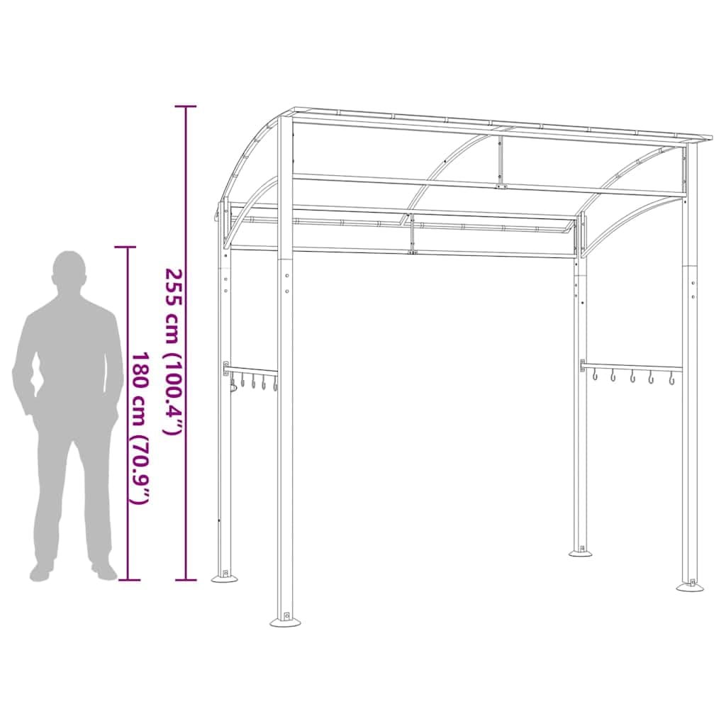 vidaXL Belvédère de Barbecue Chapiteau Tente de Barbecue Tonnelle Auvent Extérieur Résistant aux Intempéries 215x150x220 cm Anthracite Acier