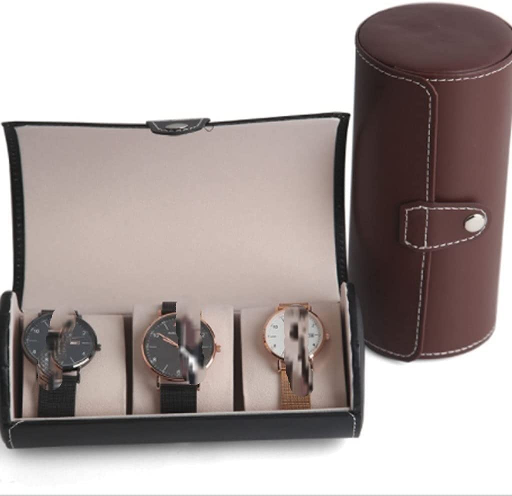Uhrenaufbewahrung Uhrenbox Männer Oder Frauen Mechanische Uhr Quarzuhr Leder Schwarz Zylinder Aufbewahrungsbox Uhrenkasten(B)