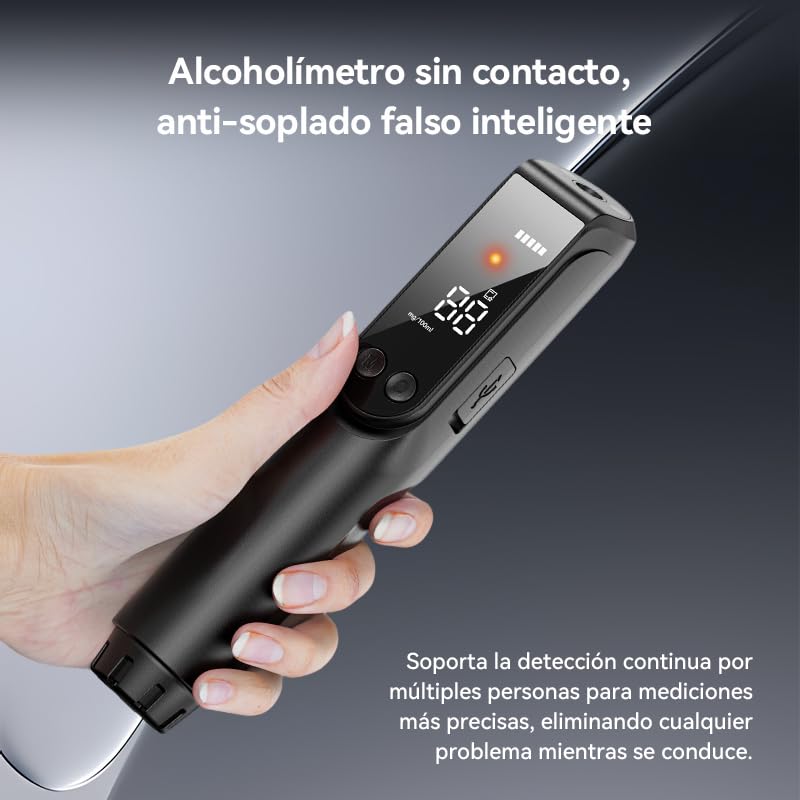 ZBK Alcoholímetro sin Contacto, alcoholímetro de Alta precisión con Pantalla Grande HD, indicador de luz LED, función de Linterna, analizador de respiración para Uso Personal o Laboral