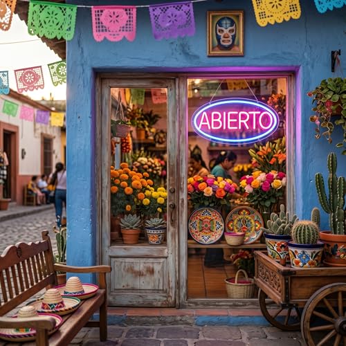 Image of Abierto Open Neon Sign for Business, Spanish Large Open LED Light up Sign, Open Neon Lights for Bar Restaurant Coffee Salon Store Shop Wall Window Display,Business Open Sign