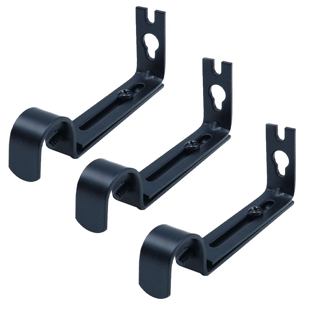 Staffa Per Tende In Acciaio Nero Satinate 3/4 Di Pollice - Set Da 3 Supporti Regolabili - 4