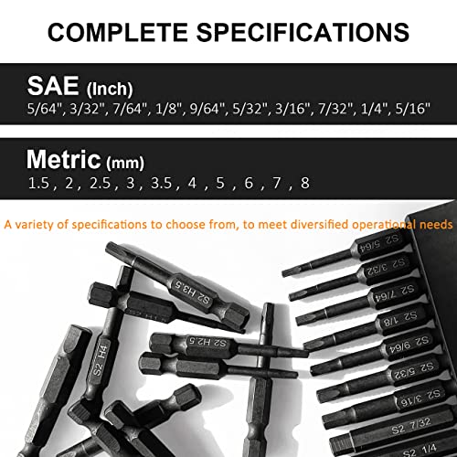 Hex Head Allen Wrench Drill Bit Set (10Pc Metric & 10Pc Sae), Ptslkhn Allen Wrench Drill Bits, Upgraded 1/4" Quick Release Shank Magnetic Hex Bit Set - Perfect For Ikea Type Furniture #TOP3