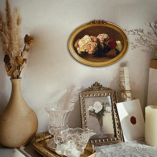 Cisoo Vintage Oval Picture Frame 5X7 Antique Photo Frame Decorative Painting Table Top Display And Wall Hanging Home Decor, Ornate Photo Gallery Art, Bronze Gold #TOP4