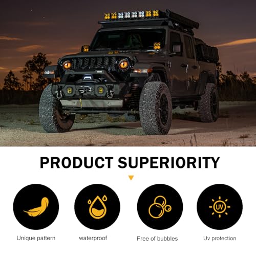 Image of 2 PCS Beast Eyes Decals, 3D Stereo Eyes Light Stickers, Round Eyes Light Decal, Wrangler Accessories Eyes Modification, Cool Car Body Decoration Stickers, Compatible with Wrangler (Orange)