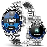 2025 DA GPT Smart Watch for Men, Heart Rate, Blood Pressure, Blood Oxygen, Sleep Monitor, 107 Sports Modes, 1.19-inch AMOLED Display, Waterproof Round Watch, Compatible Android and iOS Silver Blue