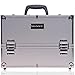 SHANY Essential Pro Makeup Train Case Cosmetic Box Portable Makeup Case Cosmetics Beauty Organizer Jewelry storage with Locks, Multi Compartments Makeup Box and Shoulder Strap - Silver