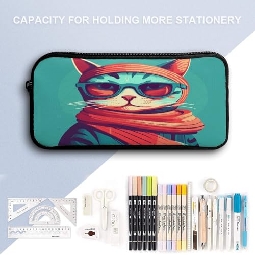 Cat Wearing Sunglasses 3pcs Lightweight Travel Backpack Printed Backpack With Lunch Pack Storage Box Case4