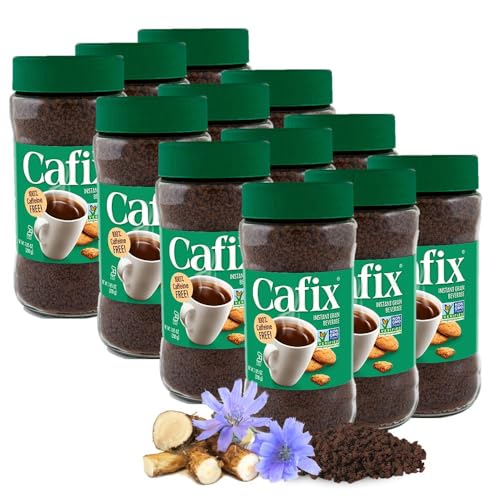 Image of Cafix All Natural Instant Chicory Coffee Alternative, Great-Tasting, Rich and Bold, Zero Caffeine - 7.05oz Jar (Pack of 12)