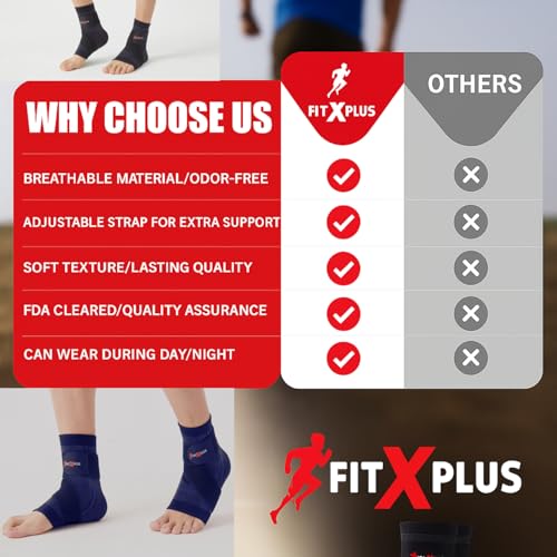 Image of FIT-X-PLUS Large Ankle Brace for Men & Women (Pair) - Compression Ankle Support Sleeve for Sports, Running, Gym, Walking, Workout, Basketball & Daily Activities (Black)
