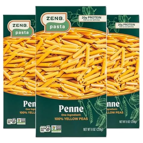 ZENB Plant Based Penne Pasta - Made From 100% Yellow Peas, Gluten Free, Non-GMO & Vegan, 20g Protein & 12g Fiber In Every Serving - (Pack of 3) Cover