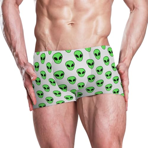 Cute Alien UFO Mens Swim Trunk Swimwear Bathing Suit Swim Brief Square Leg Board Short S B04040082