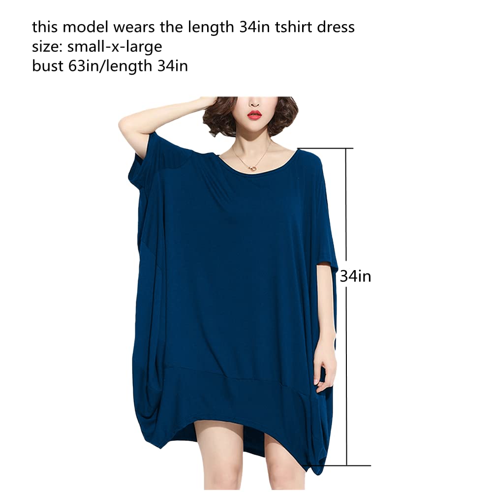ellazhu GA200 T-shirt surdimensionné à manches courtes et col rond pour femme, bleu, S/XL