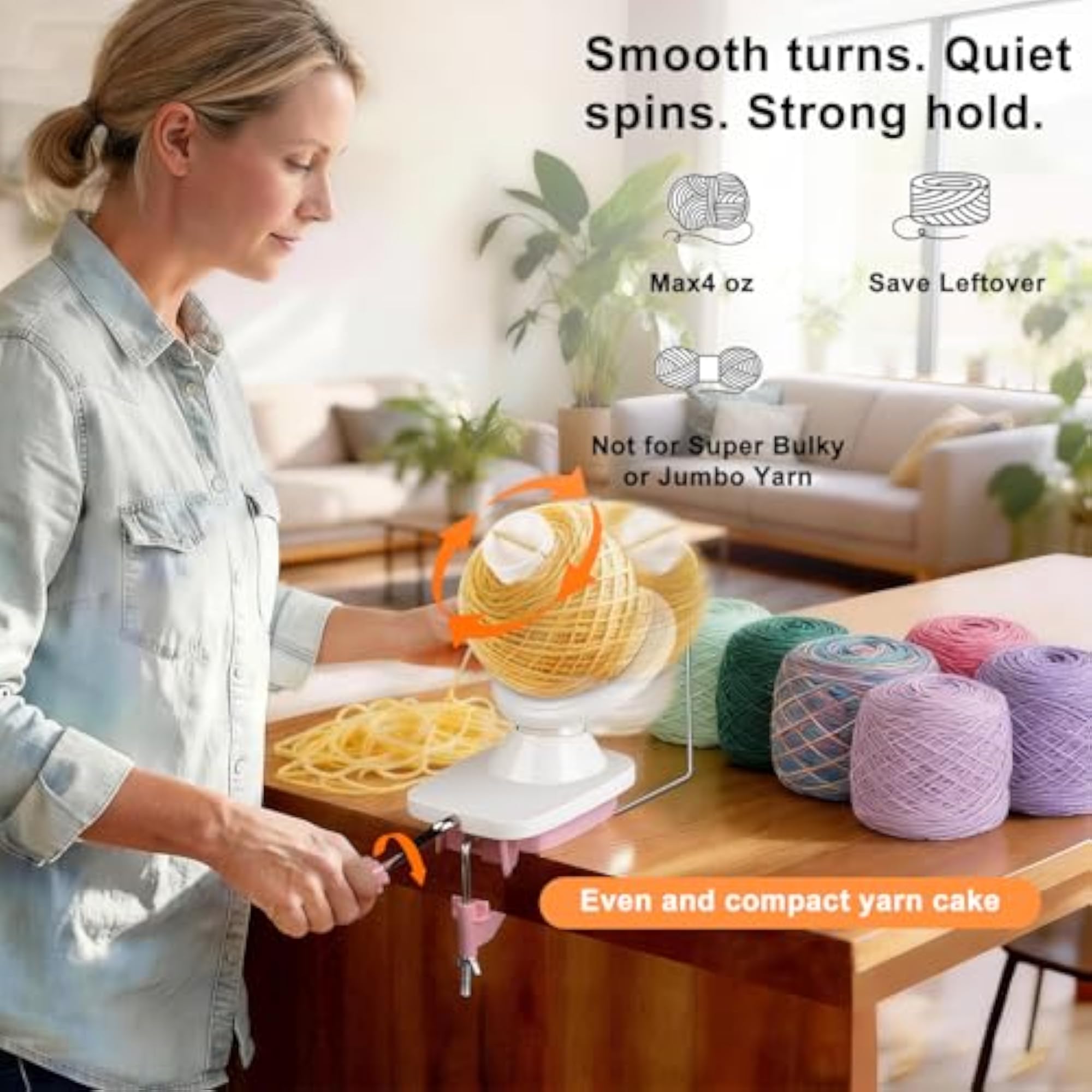 Manual Yarn Winder for Crocheting, Create Cakes up to 4oz