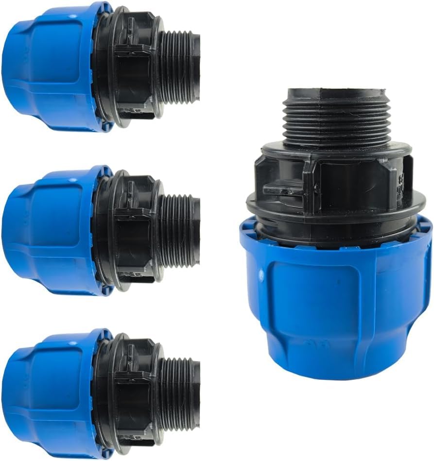 RP RIEGOPRO – Enlace PE Rosca Macho | Fitting para Sistemas de Agua y Riego Exterior | Conector para Riego Automático y Tuberías de Agua (4 Unidades, 25mm)
