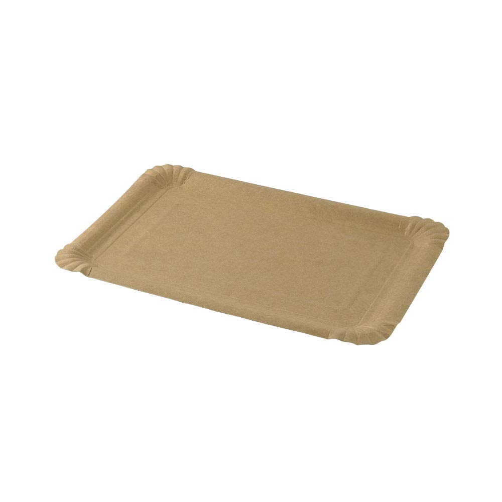 GREENBOX Take Away - Piatti Piani di Carta Marrone 18 x 26 cm, Piattini Usa e Getta in Cartone Duplex, Resistenti ai Grassi, Riciclabili e Biodegradabili, 250 Pezzi