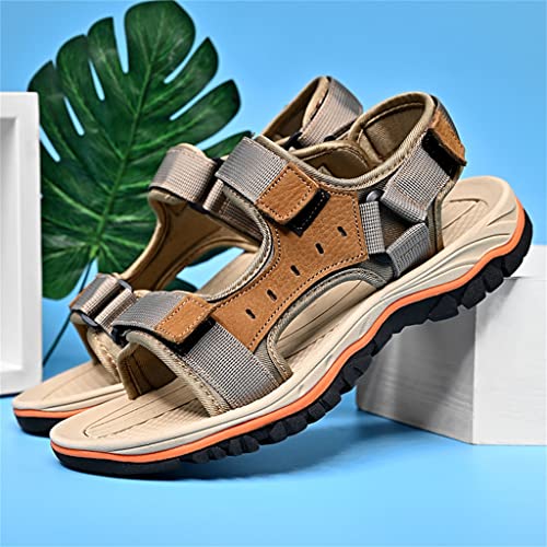 Men's Sandals Leather Sandals Sandals Outdoor Soft Leather Dress Sandals Slides Shoes Wading Slippers(45)2