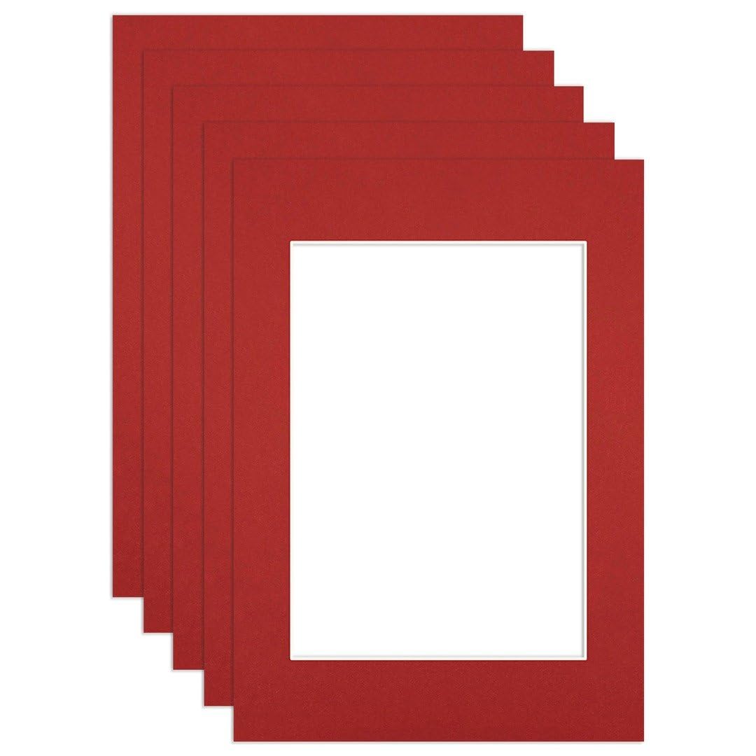 Procut Global A3 Crimson Picture Mounts to Fit A4 Aperture - Precision Cut Cardboard Photo Mount - Ideal for Frames, Prints, Artwork & Certificates - Sizes & Colours Available - 5 Pack