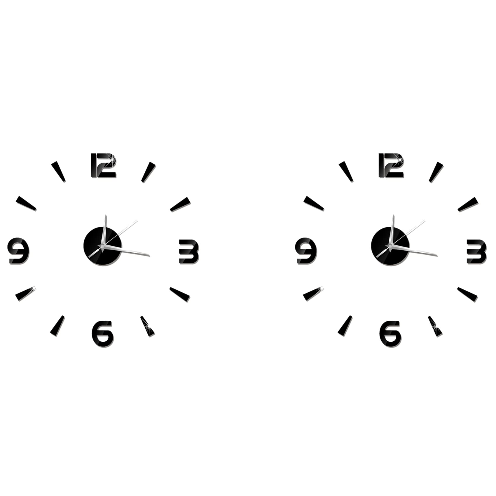 Hndhbfgrt 24X Decor Quartz DIY Wall Clock Clocks Horloge Watch Living Room Fashion Acrylic Mirror Stickers Black