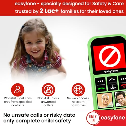 Image of Easyfone Star - Safety Device Cum Phone for Kids with SOS, GPS Tracking, Discreet Listening, Photo Dial, No Internet, 10 Days Battery Backup, Parental Control by Seniorworld - Green