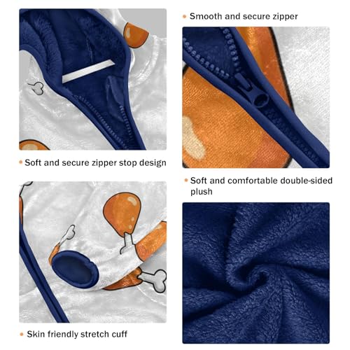 Chicken Drumsticks Repeated Background Pattern Toddler Fleece Jacket Girl Boys Hooded Fleece Jacket3