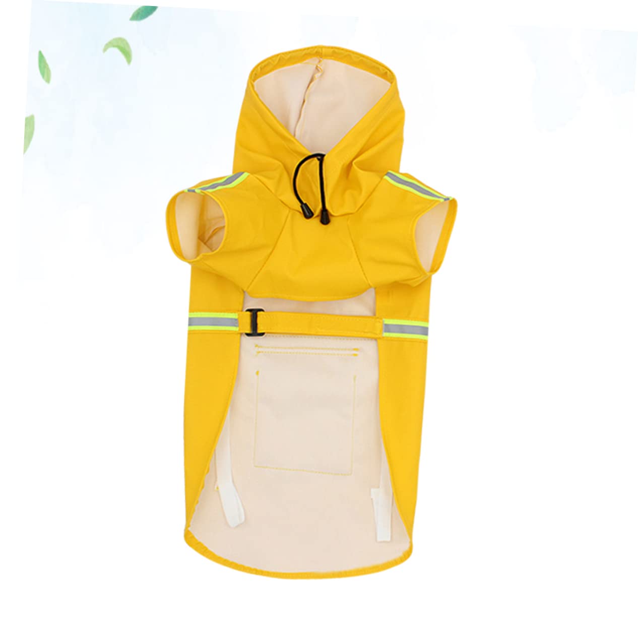 Garneck Reflective Strip Dog Raincoat Stylish Yellow Pet for Outdoor Walking Comfortable Elastic for Small Dogs