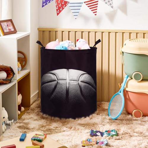 Image of 2Pcs Basketball Cute Kids Laundry Basket Baby Nursery Hamper Boys Room Decor Foldable Oxford Cloth Funny Tote Clothes Storage Bucket Organizer For Bedroom (Basketball)