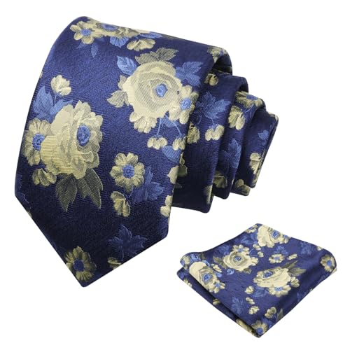 Image of Alizeal Mens 3.15'' Colorful Flower Pattern and handkerchief Necktie Set