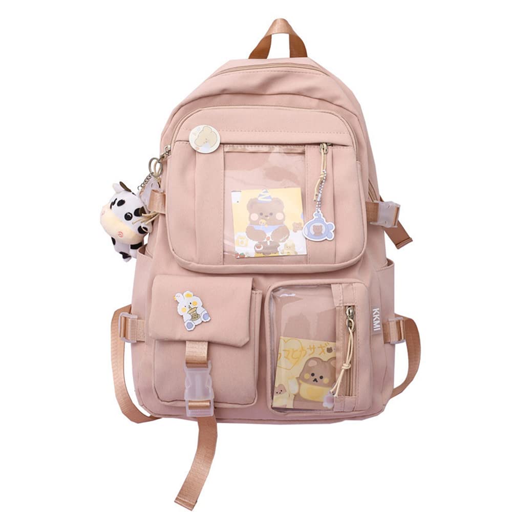 TOMVAESBackpack with Cute Pin Accessories Plush Pendant Kawaii School Backpack Cute Aesthetic Backpack large capacity high school backpack