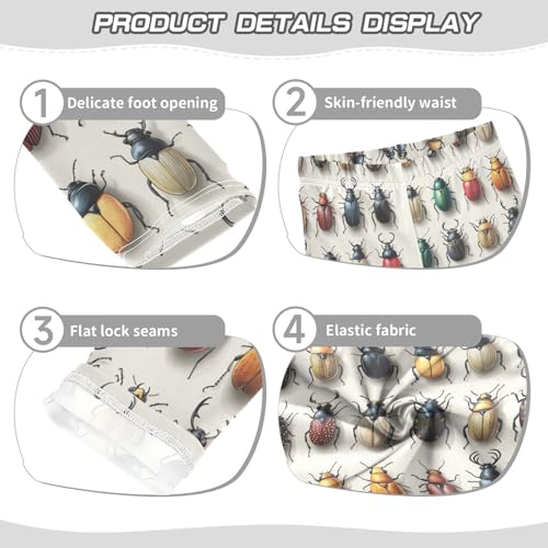 Hand Drawn Ladybugs Girls Leggings Kids Yoga Pants Dance Active Tights 4T3