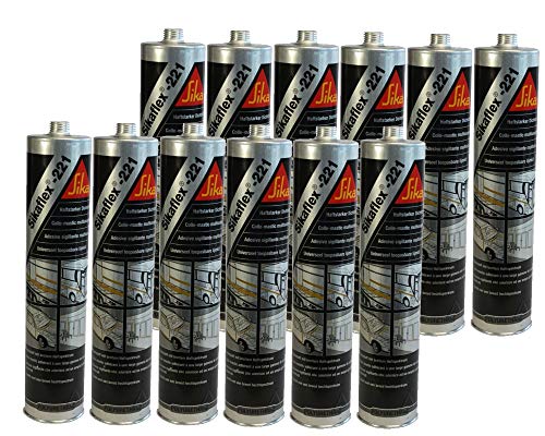 Preisvergleich Produktbild 12x Sikaflex -221 Dichtstoff Karosseriedichtmasse Spoilerkleber Uniweiss