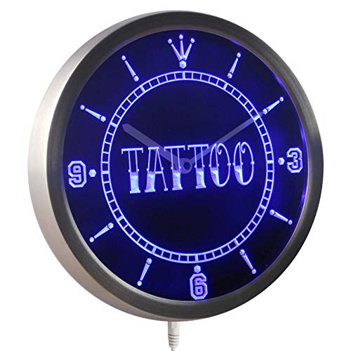 nc0337-b Tattoo Shop neón señal LED reloj de pared