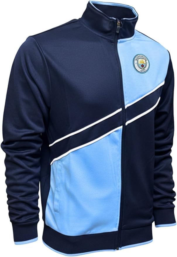 Icon Sports Manchester City FC Official Youth Soccer Track Jacket, Navy/Sky - Image 3