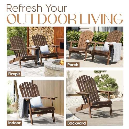 Idzo ADQ6 Outdoor Wooden Folding Adirondack Chair Set Of 2 thumb #4