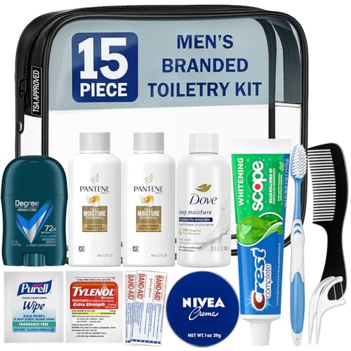 Peaknip Travel Toiletry Kit For Men - 15 Piece Travel Essentials,...