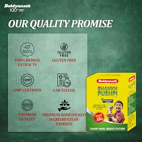 Image of Baidyanath Shankhapushpi Sharbat - 220 ml with Free Sharbat - 110 ml (Pack of 2)