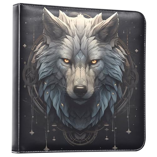 JIPONI Starry Snow Wolf Large Photo Album, DIY Leather Cover Scrapbook Albums for 4x6 5x7 6x8 Pictures, Self Adhesive Memory Book for Wedding, Baby, Family