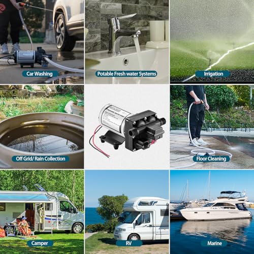 Image of WASSERMANN RV Water Pump 12 Volt DC 5.0GPM 55PSI Replacement For 4008-101-A65 Water Pump Self Priming Diaphragm Pump with Pressure Switch for RV Kitchen Bathroom Marine Yacht Garden Camper Water Pumps