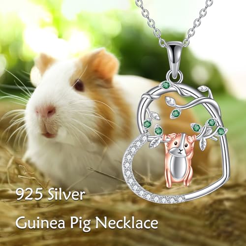 YAFEINI Meerschweinchen Halskette Sterling Silber Süßes Hamster Herz Anhänger Halskette Meerschweinchen Schmuck Geschenke für Damen Mädchen (Meerschweinchen Kette)