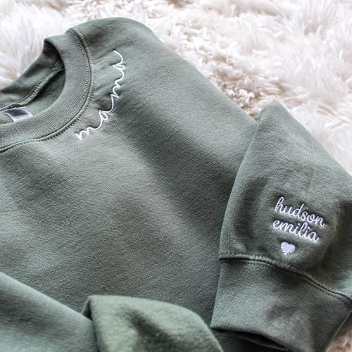 Personalized Mama Embroidered Shirt - Mama EST Gift for Mom, Grandma on Mother's Day2