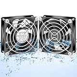 WDERAIR 80mm x 25mm 12V IP67 Waterproof DC Cooling Fan Dual Ball Bearing Ventilation for RV Refrigerator Biltong Box Equipment Cabinet Exhaust 2 Pack
