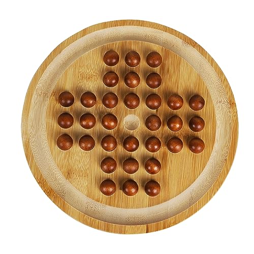 TOWO Wooden 2-in-1 Solitaire and Labyrinth Game Set- Classic one player Board Game 25cm 9.8” Marbles-Balancing & Strategy Game-Brainteaser Maze for 6 years old to Adult - Image 3
