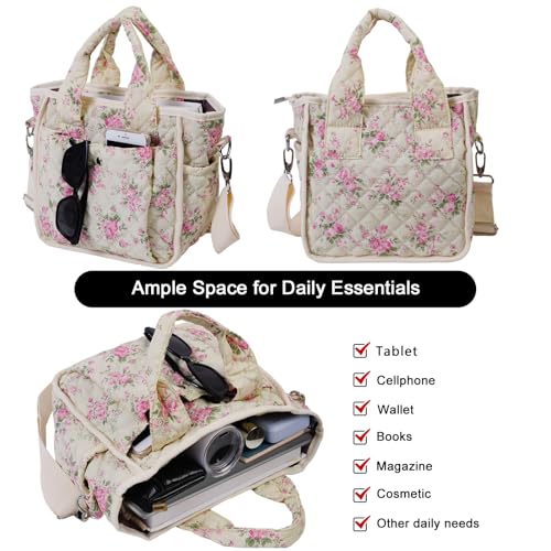 Bolso tote acolchado floral pequeño para mujer miniatura 5