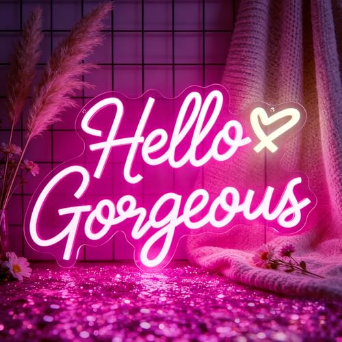 Hello Gorgeous Neon Signs for Wall Decor Hello Beautiful LED Lights Sign