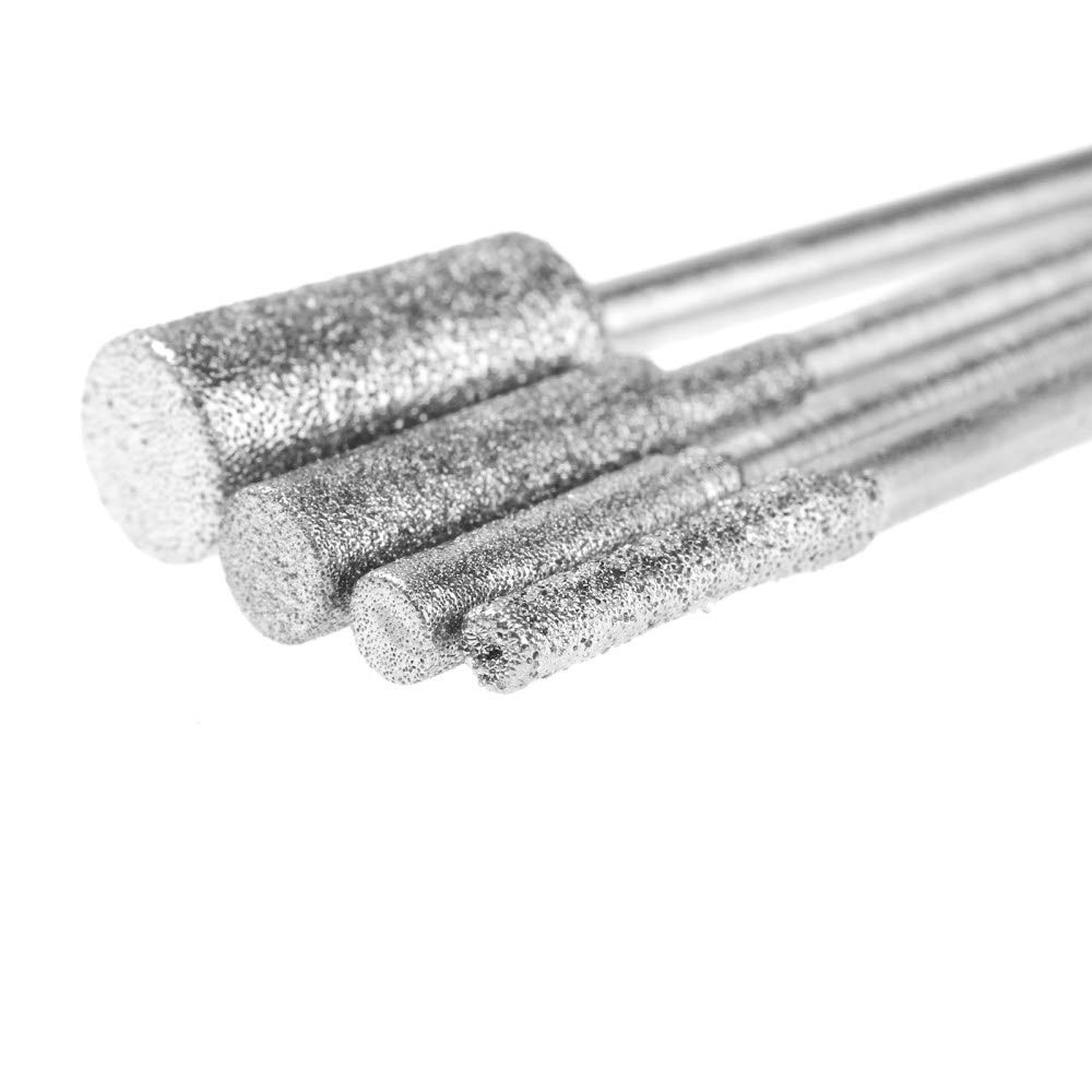 8 pezzi diamante taglio rettifica testa punte montate bit 2,35 mm gambo giada intaglio pietra lucidatura per utensile rotante, come mostrato