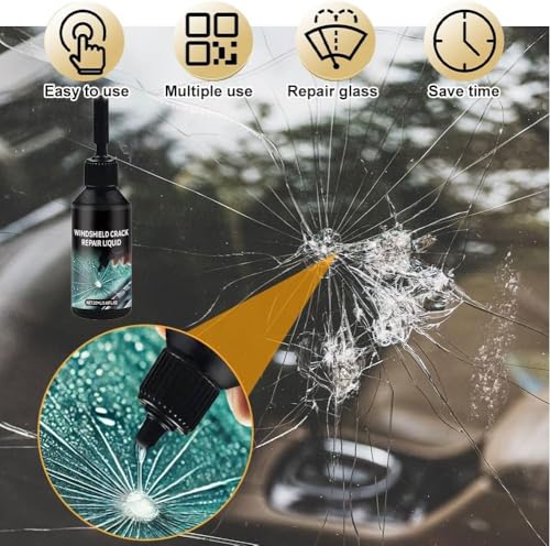 Image of SEAHELTON Car Windshield Crack Repair Kit, Glass Repair Liquid for Cracks for Fix Auto Windshield Glass Cracks, Car WindowGlass Repair Tool Set for Quick and Easy Auto Scratch Fix