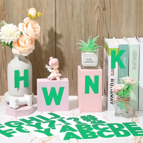 Image of Harloon 232 Pcs Large Glitter Letter Stickers 24 Sheets Classroom Bulletin Boards Decorations Big Font Alphabet Letter Self Adhesive Letters Stickers Back to School Decor DIY Craft(Green,2.5 Inch)
