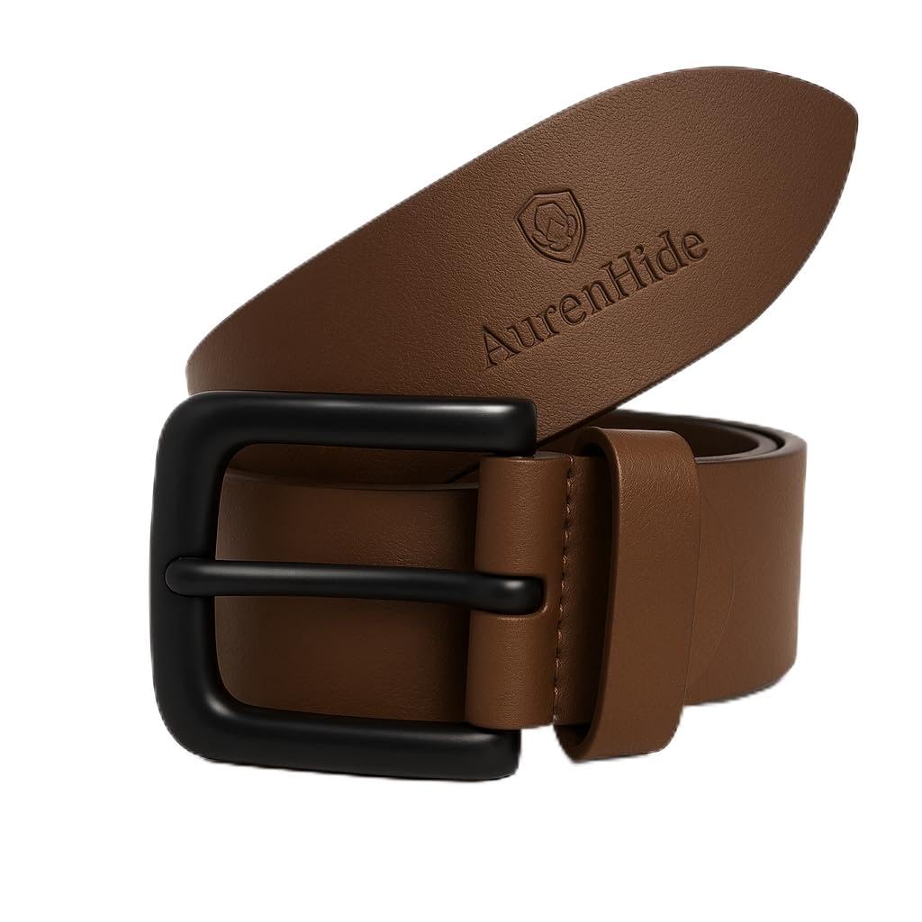 AurenHide Men’s Genuine Leather Belt – Free Size (26–44"), 40mm Width, Premium Formal & Casual Belt (Multiple Colors)