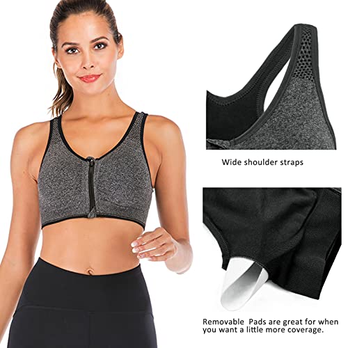 YEYELE Medium Support and Removable Pad Tank Top Racerback Post Surgery Sports Bras for Women3