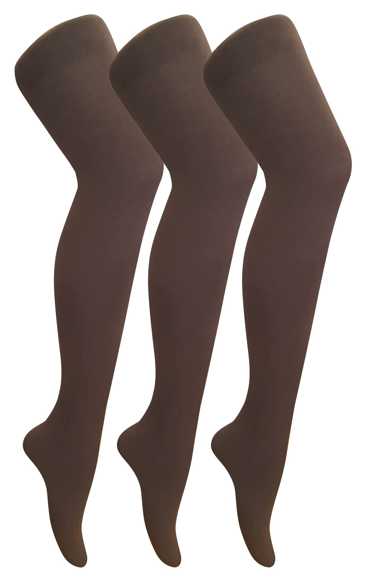 Sock Snob Women's Brown 3 Pair Multipack Plain Coloured Opaque 80 Denier Tights